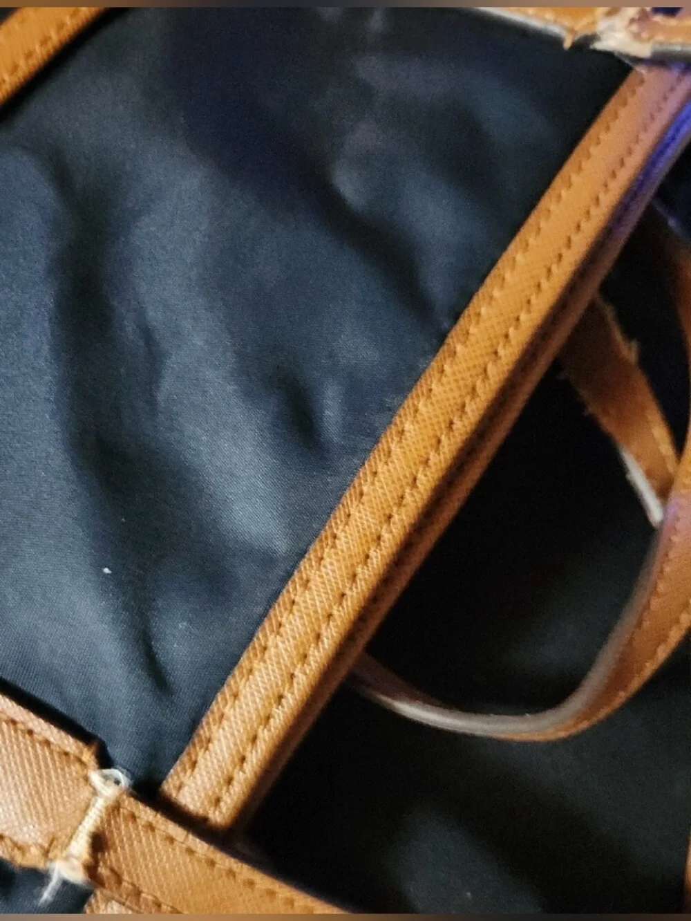 Michael Kors Navy Tote Bag with Tan Trim - Classic Carryall